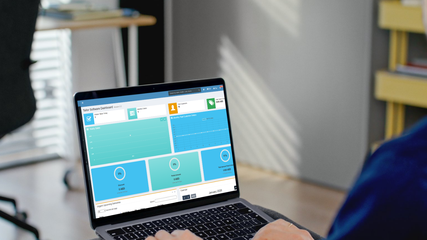 Tailor shop software dashboard preview